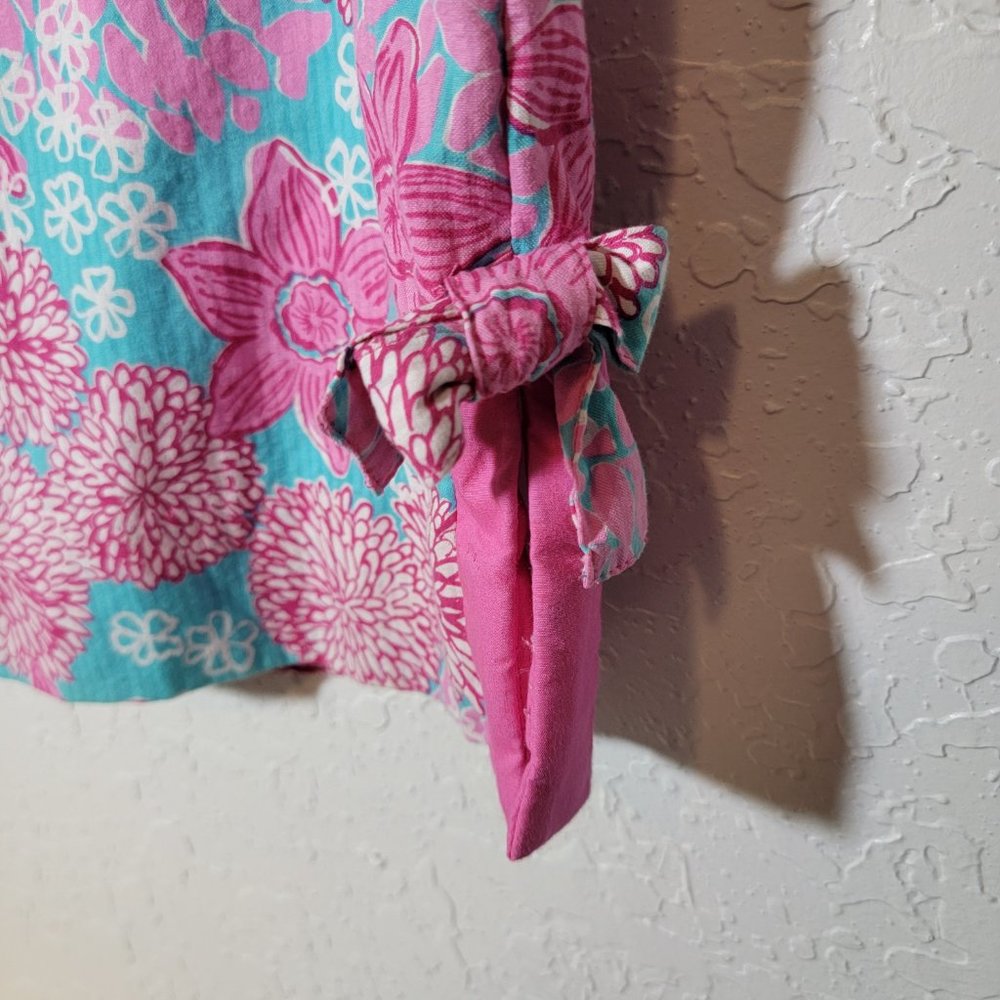 Vintage Lilly Pulitzer Size 8 Pink and Blue Floral Print Shift Dress Cotton - Picture 7 of 9